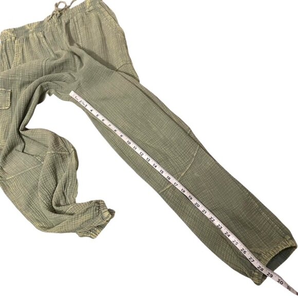 NWT New In Cotton Cargo Joggers Pull On Pants Green Size Large - Picture 16 of 16